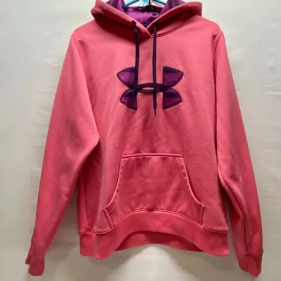 Under Armour Storm Hoodie Women's Large Pink Hooded Sweater Purple UA Logo - Picture 15 of 15